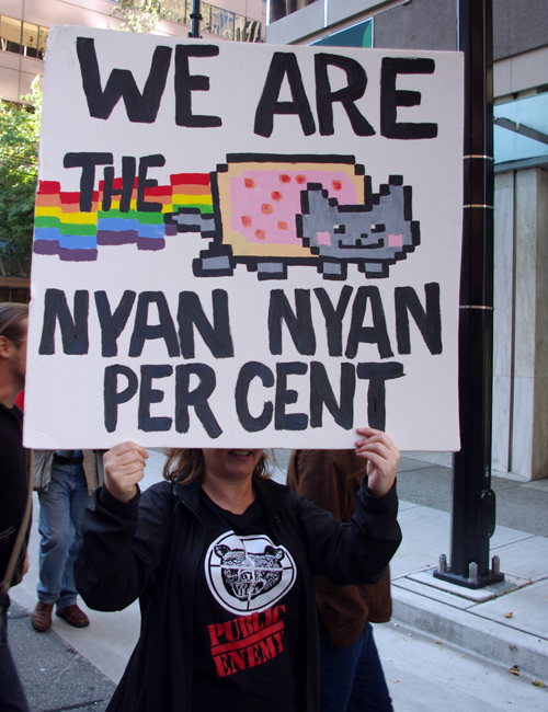 Nyan Cat protest sign
