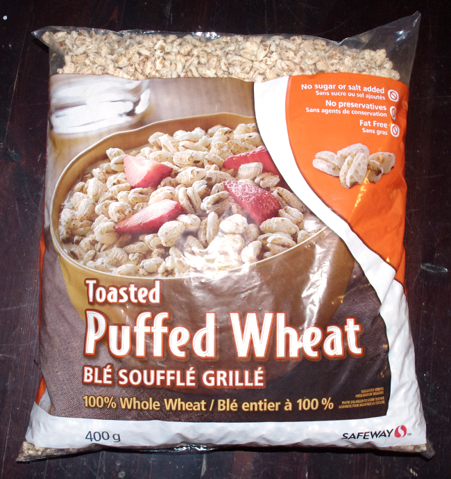 A bag of Safeway brand toasted puffed wheat.