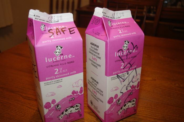 Two milk cartons