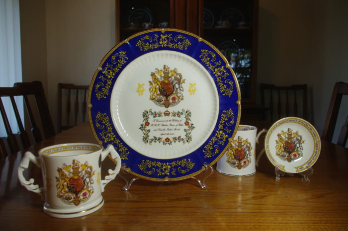 My prized four-piece Aynsley set which commemorates the marriage of Charles and Camilla.
