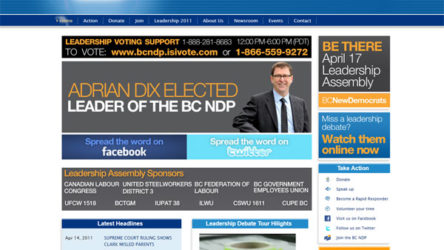 BC NDP homepage