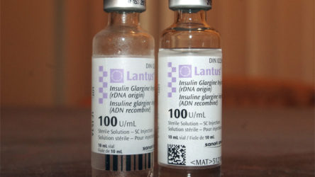 Khan's insulin vials - one empty the other full!