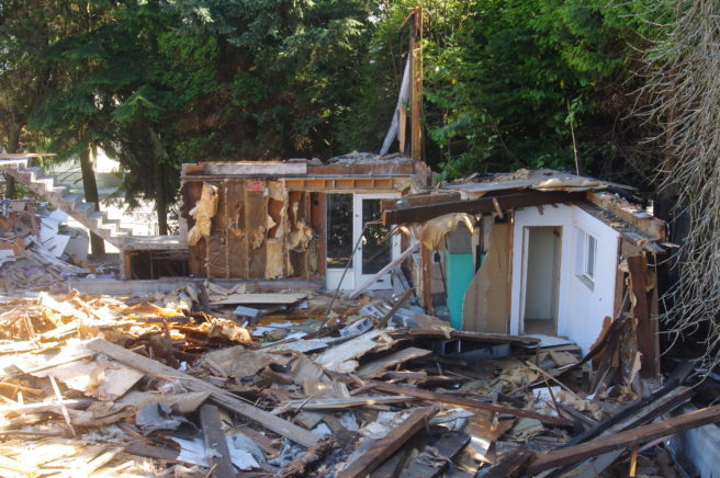 The remains of a four-plex that was constructed in 1956 at 5161 Hastings. It was home to renters like me as well as friendly cats that used to greet me from time to time. It was listed in "fair" condition in 2007.